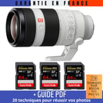 Sony FE 100-400mm f/4.5-5.6 GM OSS + 3 SanDisk 64GB UHS-II 300 MB/s + Guide PDF 20 techniques pour réussir vos photos