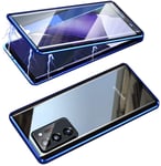 Case for Samsung Galaxy Note 20 Ultra/Note 20+ 5G 360°Metal bumper + Front and Back Transparent Tempered Glass One-piece Design Shockproof Magnetic Cover wih Camera Lens Protector,Blue