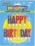 Unique Party - 71190 - Lot de 13 Bougies à Lettres dans des Bougeoirs - Happy Birthday