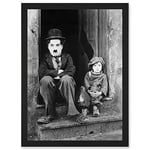 Artery8 Charlie Chaplin The Kid Photo Silent Movie Still A4 Artwork Framed Wall Art Print