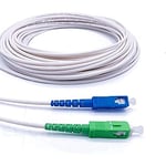Elfcam - 7m Câble/Rallonge Fibre Optique SC-APC à SC-UPC (Jarretière Optique pour Freebox Free – Delta – One – V2 – Mini – Révolution) Blanc/Vert (7M)