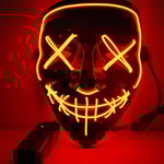 Läskig Halloween-mask, LED-mask Lyser upp Purge-mask Kostym, Scream Anonymous Mask Halloween-kostym Vuxna Barn, Röd