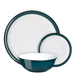 Denby - Greenwich Dinner Set For 4 - 12 Piece Green, White Ceramic Tableware Set - Dishwasher Microwave Safe Crockery Set - 4x Dinner Plate, 4x Small Plate, 4x Cereal Bowl - Chip & Crack Resistant
