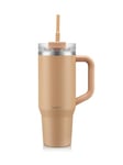 Bodum TRAVEL MUG Mug de voyage isotherme en inox avec paille et poignée, 1.2 l, Iced Vanilla Latte