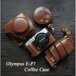 E-P7 Café - Étui en cuir de luxe pour Olympus, sac de protection pour appareil photo à ouverture de batterie,