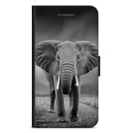Samsung Galaxy A12 Plånboksfodral - Svart/Vit Elefant