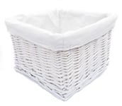 Small Wicker Willow Storage Basket With Cloth Lining 22 x 22 x 14.5 cm