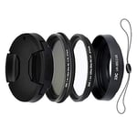 JJC 4-Piece Lens Hood Kit for Canon G1X Mark III Digital Camera - includes Alumi