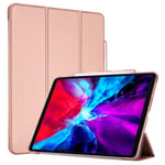 ProCase for iPad Pro 12.9 Inch 2020 2018 (4th Gen /3rd Gen) TPU Case with Pencil Holder, Slim Cover with Soft Flexible Back -Rosegold