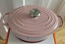 Le Creuset Signature Cast Iron 27cm Oval Casserole - Chiffon Pink(No Box ) New