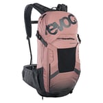 EVOC FR ENDURO 16 bike backpack, backpack for bike tours (LITESHIELD BACK PROTECTOR 95%, protectors, tool compartment, hydration bladder compartment 3l, size: S), Dusty Pink/Carbon Grey