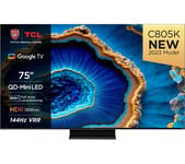 75" TCL 75C805K  Smart 4K Ultra HD HDR Mini LED QLED TV with Google Assistant & Alexa, Black