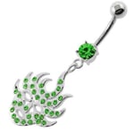 Belly Button Ring Peridot 5mm Multi Jeweled Burning Mask Surgical Steel Silver