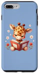 Coque pour iPhone 7 Plus/8 Plus Girafe bleue lisant un livre sur le thème de la forêt enchantée