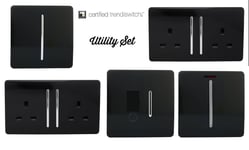 Trendi Switch Glossy Switches & Sockets Utility Room Trade/Multi Buy Pack Black