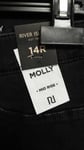 River Island Molly Mid Rise Ripped Jeans Black UK 12R LN112 GG 17