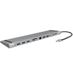 USB-C-docka 11-i-1 HDMI/VGA/RJ45/USB-C 100W