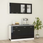 vidaXL køkkenskabe 4 dele med køkkenbordplade sort højglans