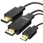 Câble Hdmi Vers Displayport, 2M Cable Hdmi Vers Dp Avec Usb/Audio, 4K@60Hz Câble Hdmi À Display Port Adaptateur, Actif Cordon Convertisseur Hdmi To Dp Pour Ns,Xbox One 360,Dex Pad,[YIN4180402]