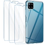 AROYI Case Compatible with Samsung Galaxy A12 / A12 Nacho / M12 Case Clear with 3 Tempered Glass Screen Protector, Transparent Silicone Phone Case Cover Compatible with Samsung Galaxy A12