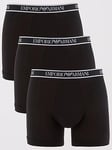 Emporio Armani Bodywear Core Logoband 3 Pack Boxer Shorts - Black, Black, Size L, Men