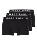 Hugo Boss Mens 3 Pack Logo Waistband Trunks in Black Cotton - Size Large