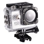 Sports Action Camera, 30M Underwater Waterproof DV Camcorder, 90 Degree Angle HD DV Camcorder with Mounting Accessories Kit(Silver)