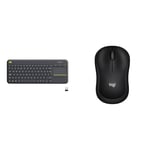 Logitech K400 Plus Wireless Touch TV Keyboard With Easy Media Control and Built-in Touchpad, HTPC Keyboard - Black & M220 SILENT Wireless Mouse, 2.4 GHz with USB Receiver, 1000 DPI Optical Tracking