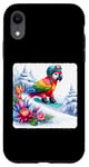 Coque pour iPhone XR Parrot Snowboards Casque de snowboard Motif fleurs glacées