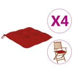 vidaXL hynder til stole 4 stk. 40x40x7 cm rød