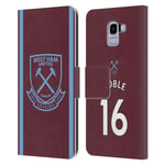 Head Case Designs Officially Licensed West Ham United FC Mark Noble 2020/21 Players Home Kit Leather Book Wallet Case Cover Compatible With Samsung Galaxy J6 / On6 (2018)