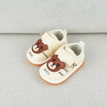 Baby Cartoon Bear Cow Muscle Soft Bottom Non-slip Toddler Shoes Beige 11.5cm