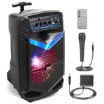 Pyle, Portable PA System, Active Speakers, Powered Speakers –400W Rechargeable Outdoor Bluetooth Speaker- w/ 18” Subwoofer 1” Tweeter, Microphone and Speaker, PartyBox Lights, Recording, USB/SD/Radio