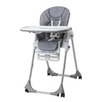 Chaise haute Réglable Polly Easy pour enfants de 6 mois à 3 ans (15 kg), chaise haute inclinable avec hauteur et repose-pieds réglables, 4 roues, pliage - Grey Melange