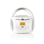 NEDIS Boombox  9 W  Bluetooth®  CD-spiller/FM-radio/USB/AUX  Hvit