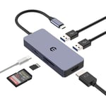 Hub USB C, Adaptateur 6 en 1 USB C, Compatible avec MacBook Air/Pro/iPad Pro/Lenovo/Dell, Station d'accueil HDMI Double écran 4K