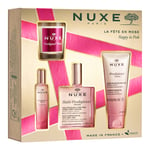 Nuxe Coffret La Fête en Rose Huile Prodigieuse, Gelée de Douche, Parfum & Bougie