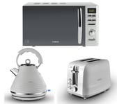 Tower Ash Grey Pyramid Kettle 2 Slice Toaster & Tower T24019S Silver Microwave