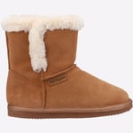 Hush Puppies Ashlynn Womens Leather Faux Fur Casual Ankle Boots Tan