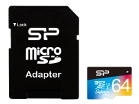 SILICON POWER Superior Pro - Flash-minneskort (microSDXC till SD-adapter inkluderad) - 64 GB - UHS Class 3 - mikroSDXC UHS-I