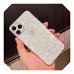 Glitter Shell Pattern Sparkle Bling Crystal Clear Soft TPU Case For iPhone SE X XR XS 11 Pro Max 8 7 6 6s Plus Silicone Cover-White-For iPhone XS MAX