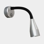 Casolux Läslampa Mary Flex Mini, aluminium, grå, LED, 10 - 30 V, 1.5 W, med USB-uttag + dimfunktion
