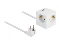 Delock - Strømadapter - 17 watt - 3.4 A - 6 utgangskontakter (2 x USB, USB-C, 3 x strøm CEE 7/3) - hvit