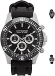 Cressi Nereus Watch Montre analogique Quartz Sport étanche 200 m avec chronographe et Calendrier Mixte, Noir/Noir, Uni