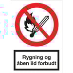 Separat rökning och öppen låga förbjuden