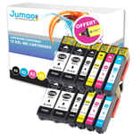 Lot de 12 (4*N (22ml), 2* NPH (13ml), 2*CMY(13ml)) compatibles pour Epson Expression Premium XP-530 630 635+ Fluo offert -Jumao-