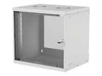 Intellinet Network Cabinet, Wall Mount (Basic), 9U, Usable Depth 340Mm/Width 485Mm, Grey, Flatpack, Max 50Kg, Glass Door, 19", Parts For Wall Installation (Eg Screws And Rawl Plugs) Not Included, Three Year Warranty - Skåp - Väggmontering - Grå, Ral