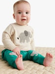 Purebaby Baby Elephant Textured Jumper, Beige/Multi