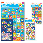 Paper Projects 01.70.24.089 Baby Shark Mega Sticker Bundle Pack | Perfect for Scrapbooking and Decoration | Reusable on Non-Porous Surfaces, Blue, 29.7cm x 21cm