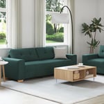 2 Delars Soffa Set med Kuddar Gul Tyg